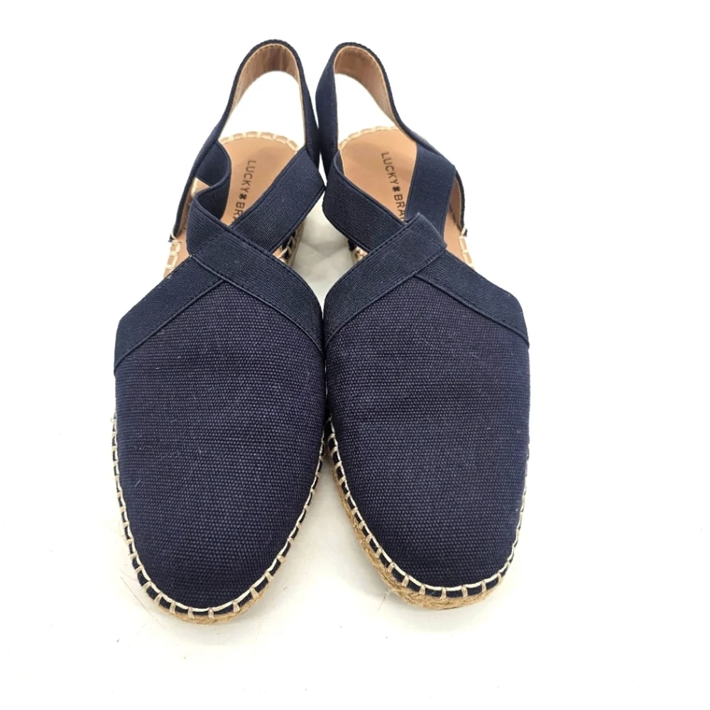 Lucky Brand Navy Canvas Espadrille Slingback Flats